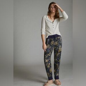 Anthropologie Kallie Floral Pull‎ On Drawstring High Waist Ankle Jogger Small